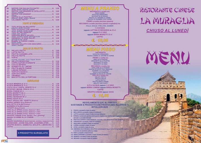 Menù ristorante cinese — Volantini e stampati