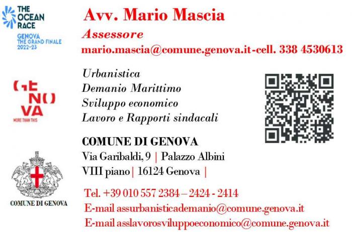 Avv. Mascia Comune di Genova — Biglietti da visita